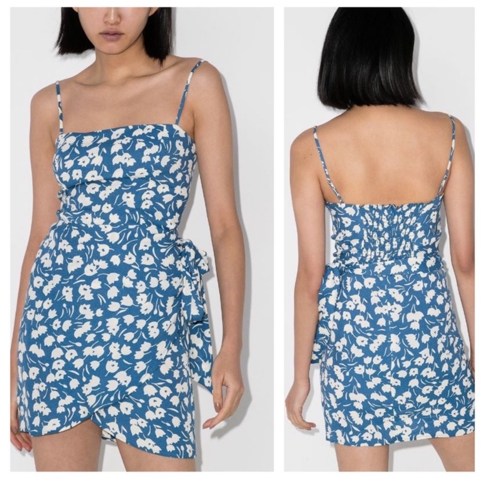 Reformation Canal Wrap Mini Dress in Tuli Blue Size 8